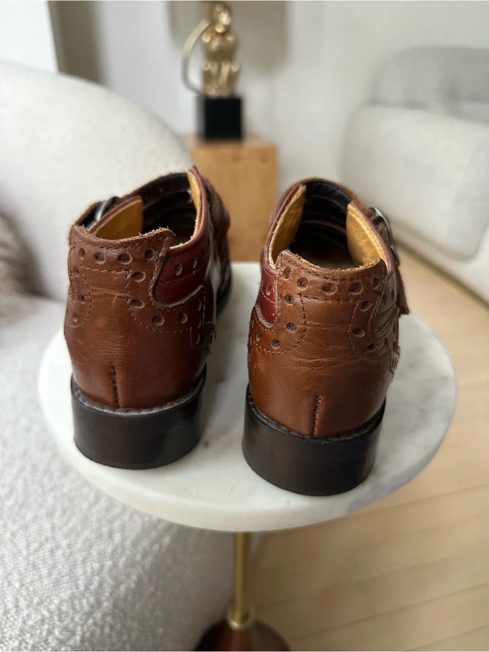 JOHN FLUEVOG ADRIANS: ALLI 4-BUCKLE MARY JANE BROGUE WINGTIP SHOES US 6 - Picture 4 of 9